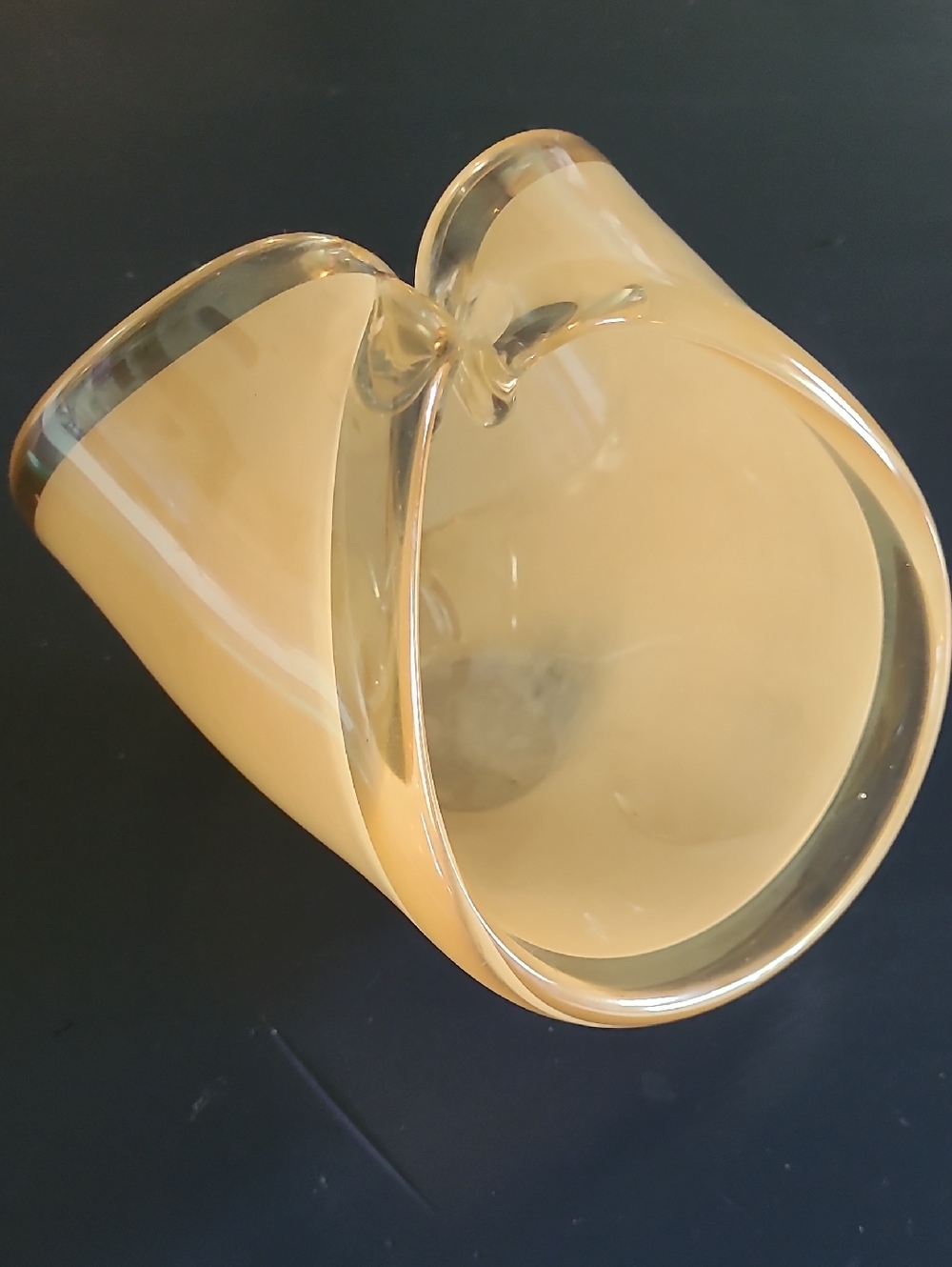 Murano Art Glass Basket, Caramel Luster